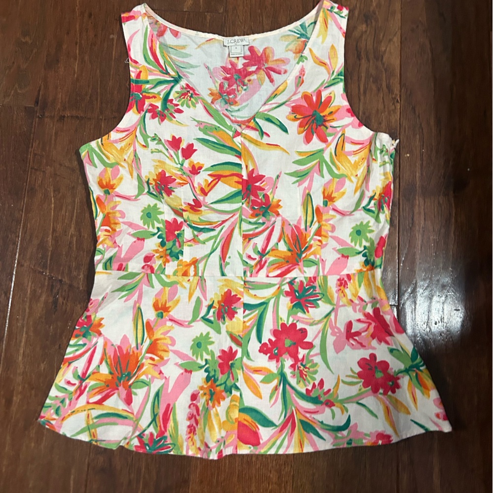 J. Crew Pink and Yellow Floral Top